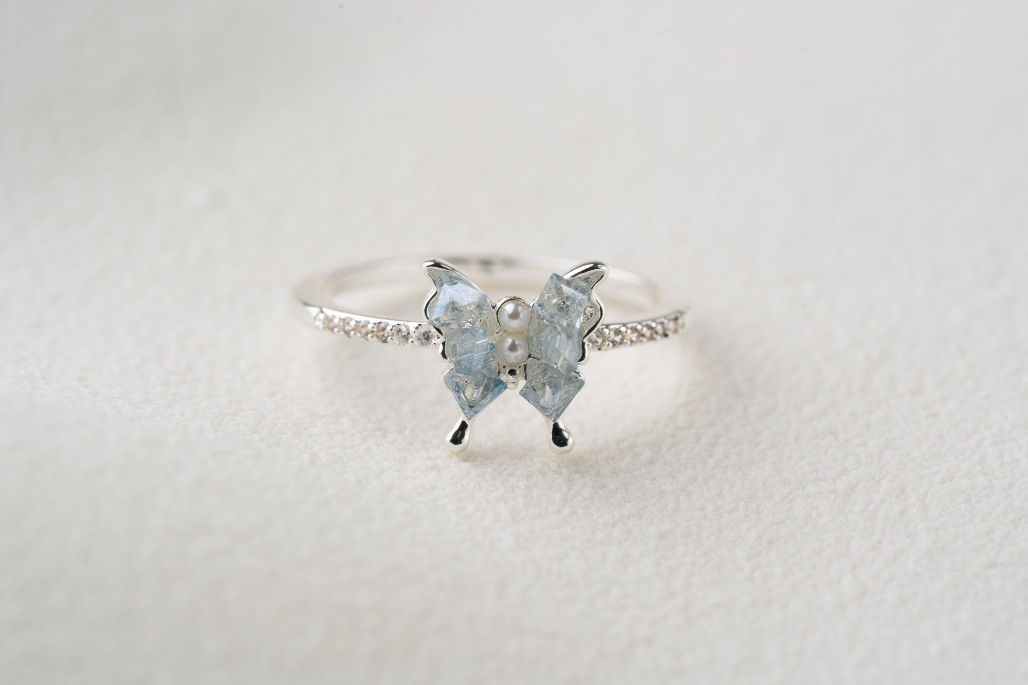 Butterfly Pearl & Crystal Statement Ring