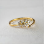 Elegant Leaf Crystal Wrap Ring