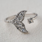 Leaf Crystal Open Ring
