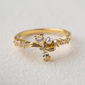 Elegant Bow Pearl & Crystal Ring
