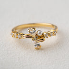 Elegant Bow Pearl & Crystal Ring