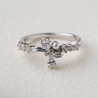 Elegant Bow Pearl & Crystal Ring