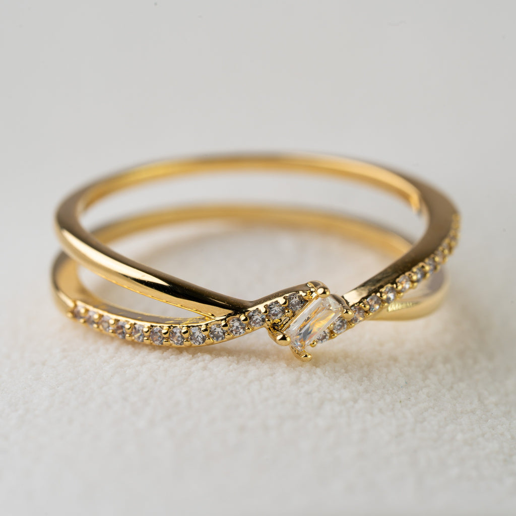 Twisted Crystal Accent Ring