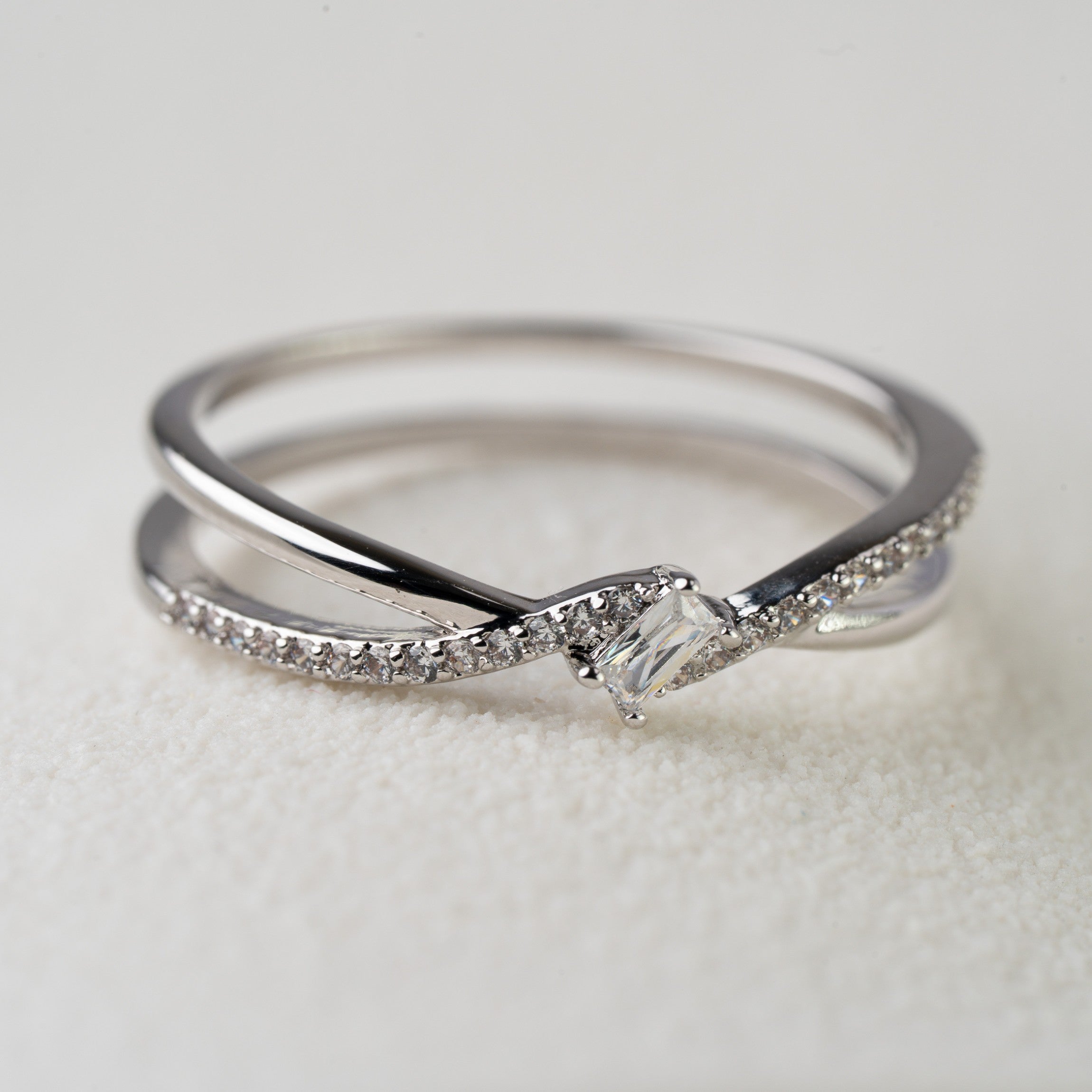 Twisted Crystal Accent Ring
