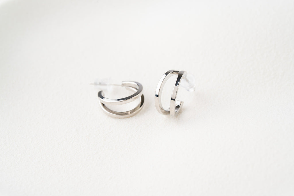 Minimal Layered Hoop Stud Earrings