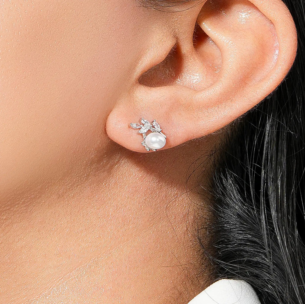 Floral Pearl & Crystal Studs