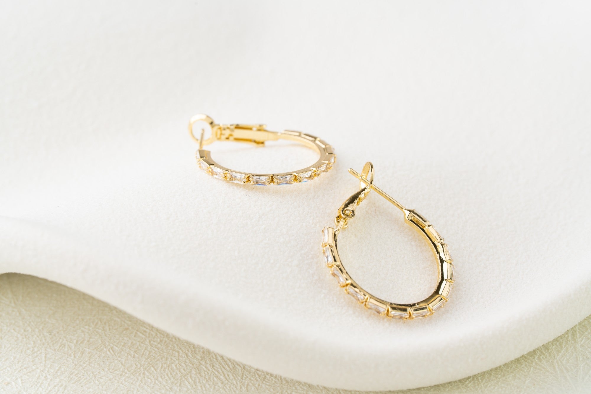Crystal Baguette Hoop Earrings
