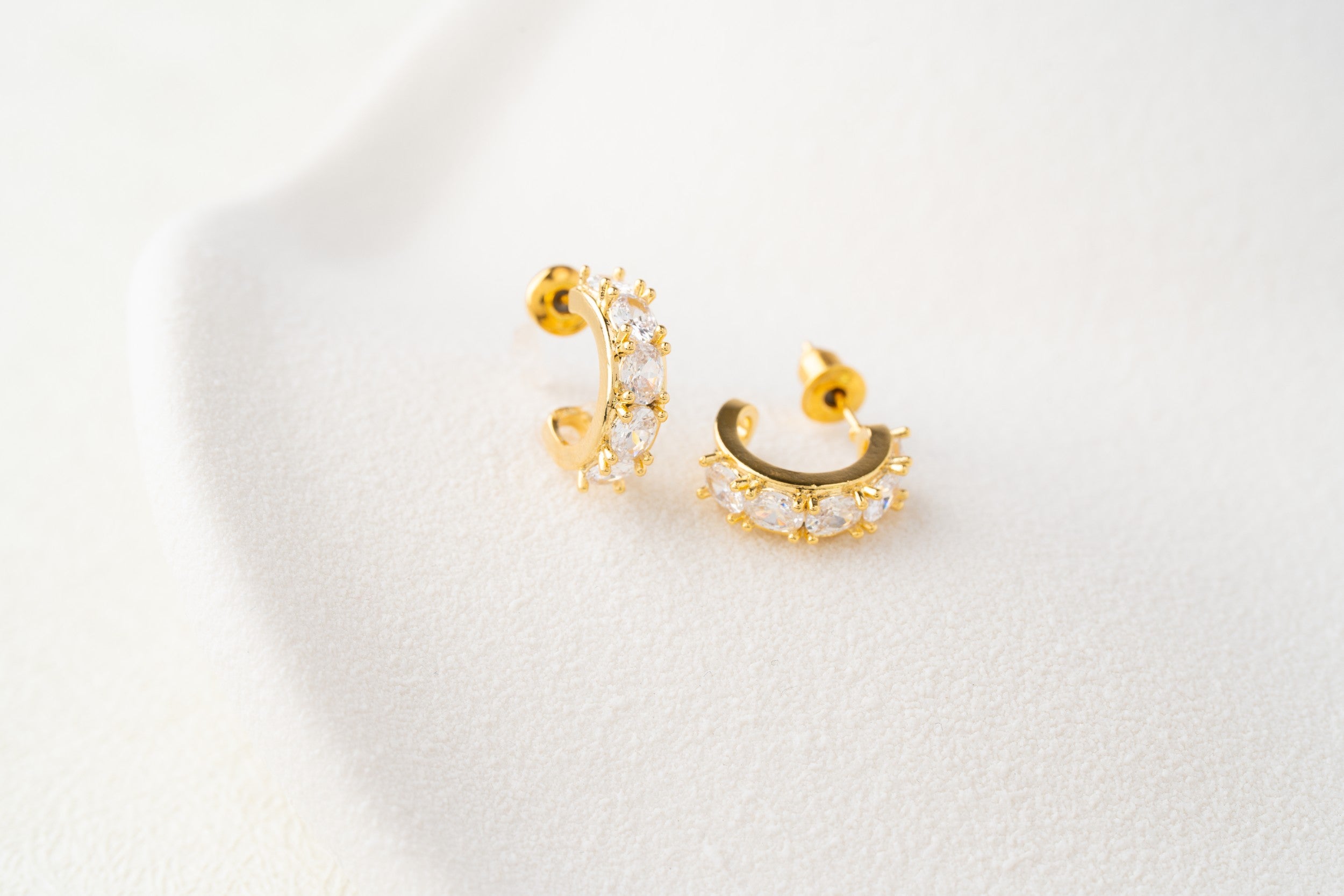 Radiant Curve Crystal Stud Hoops