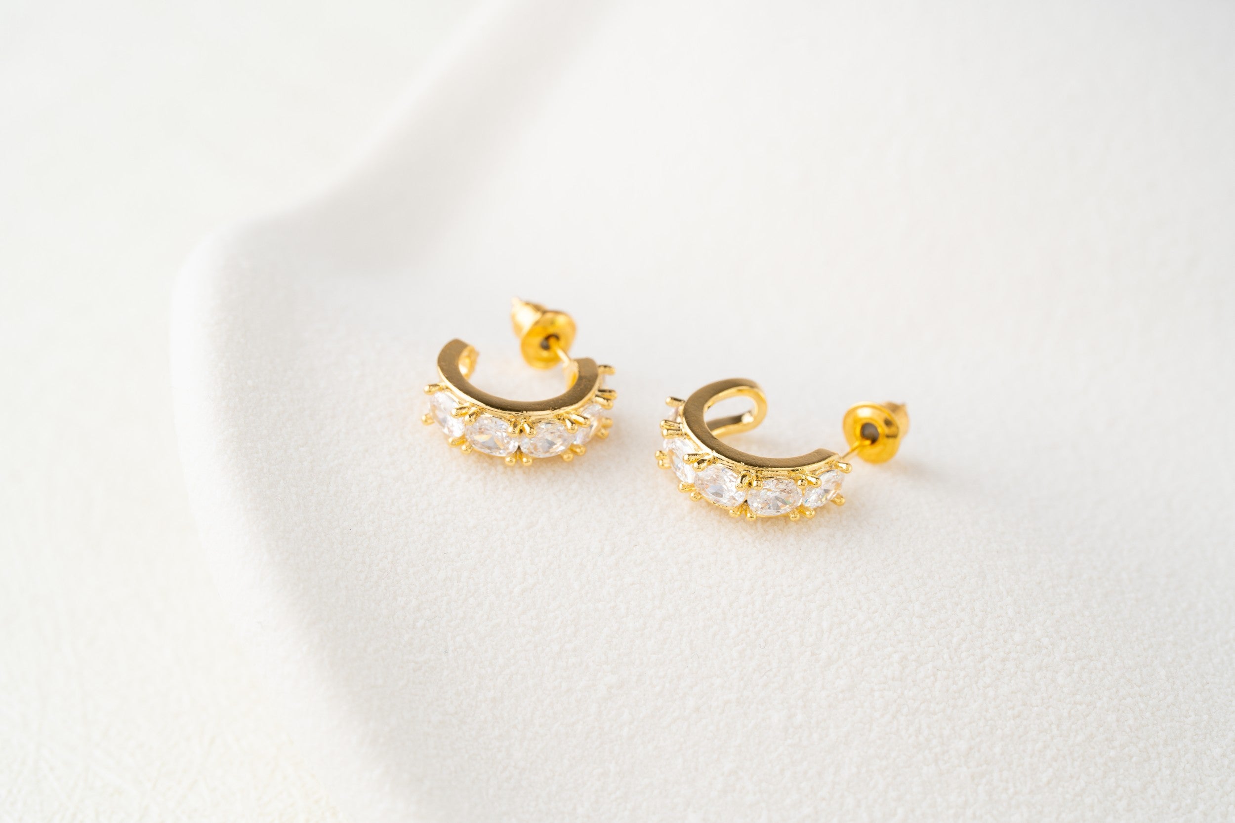 Radiant Curve Crystal Stud Hoops