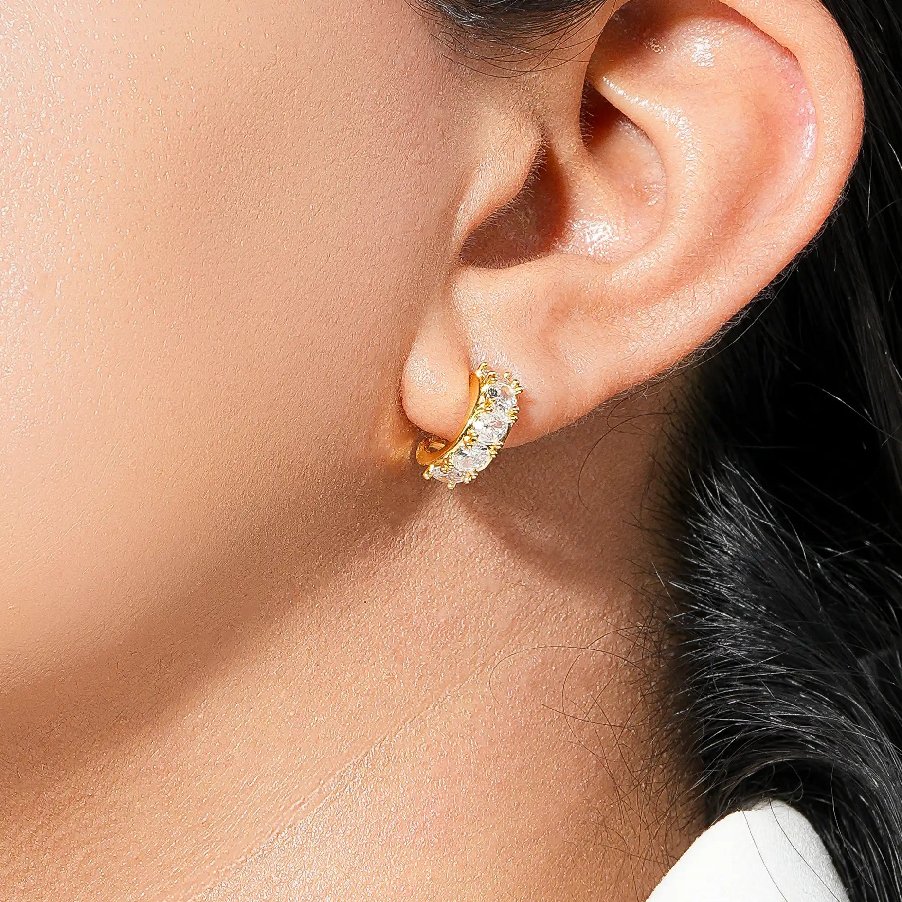 Radiant Curve Crystal Stud Hoops