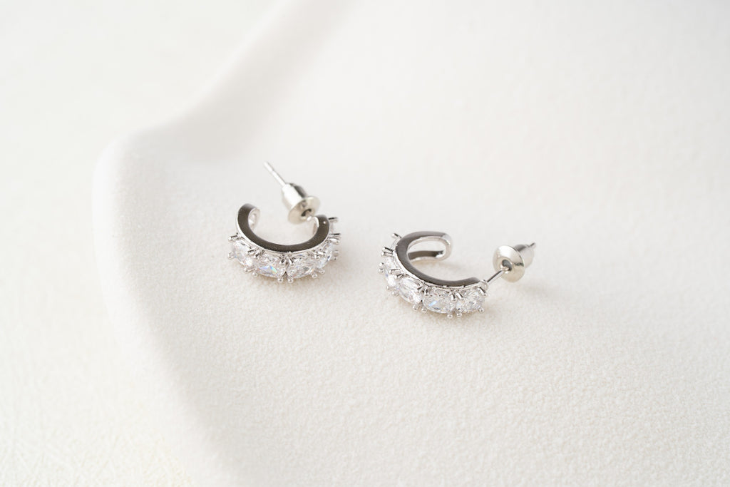 Radiant Curve Crystal Stud Hoops