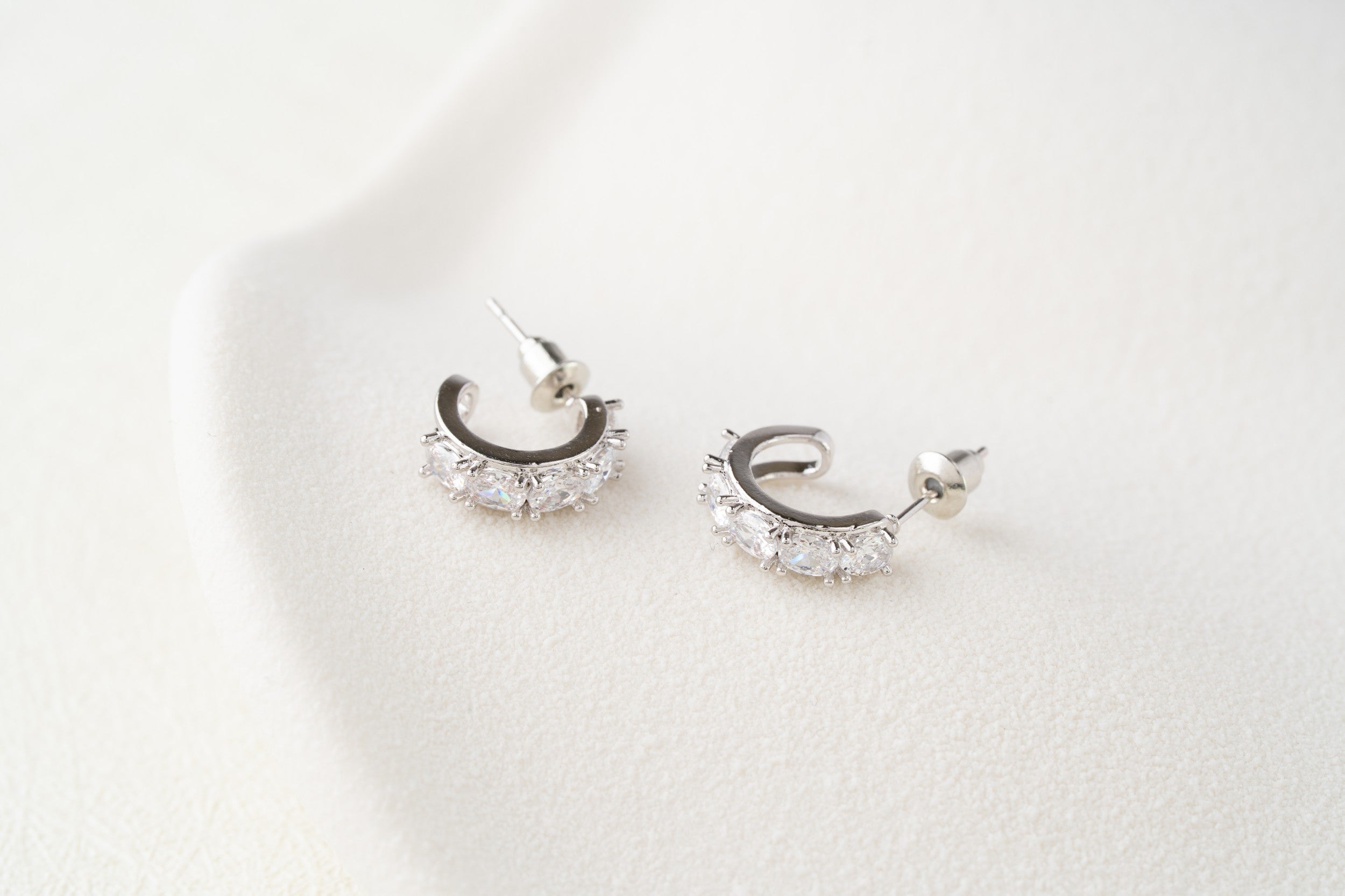 Radiant Curve Crystal Stud Hoops