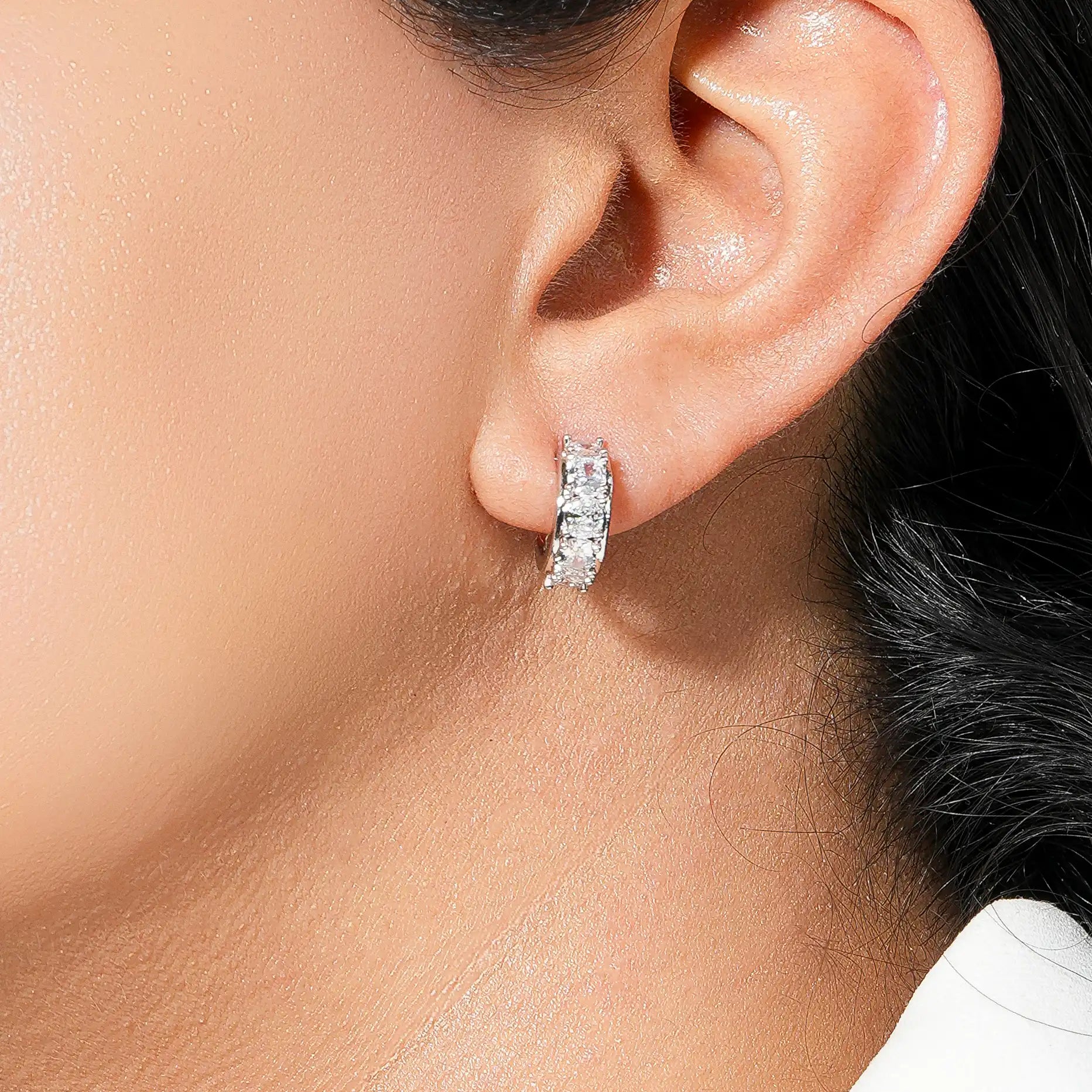 Radiant Curve Crystal Stud Hoops