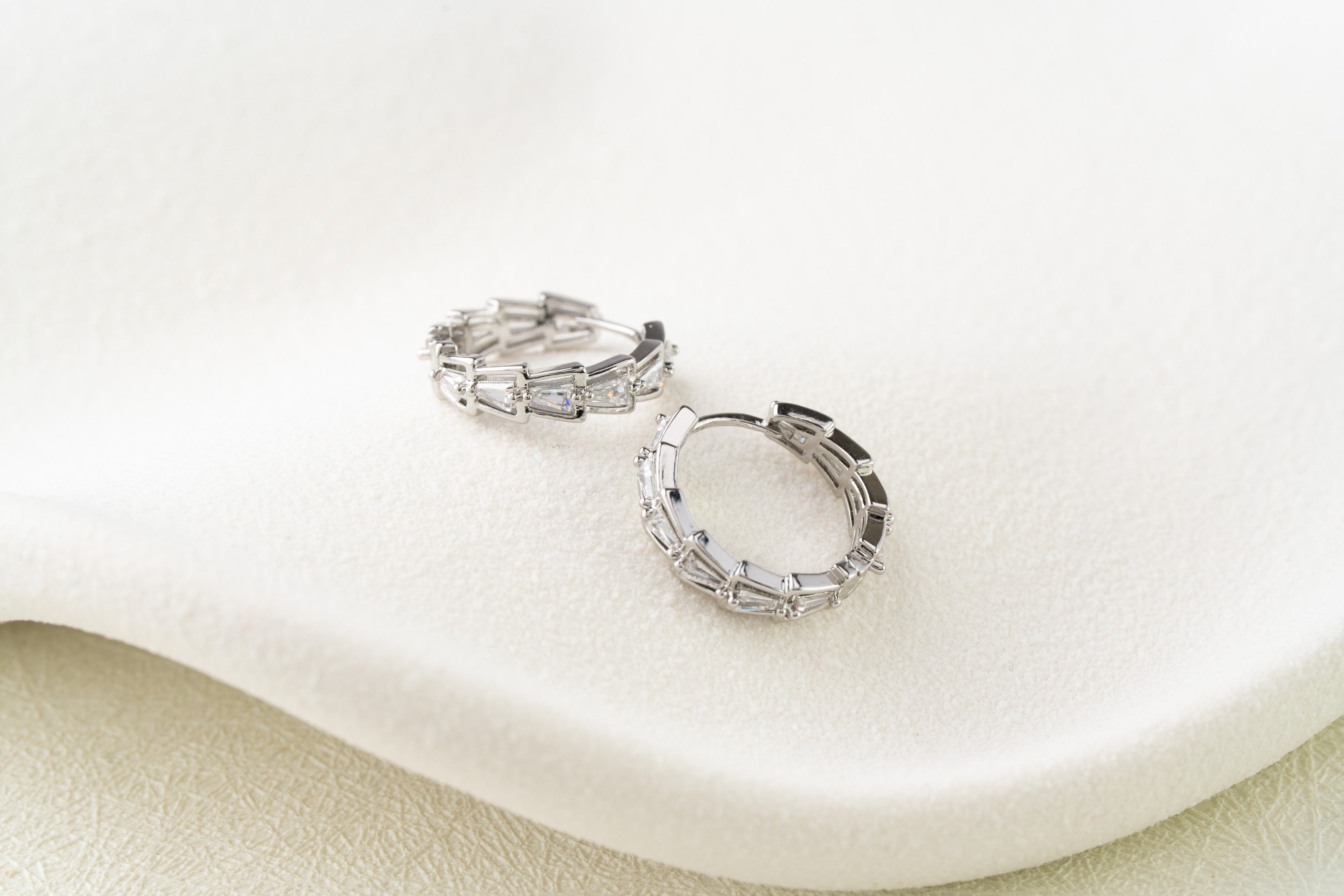 Elegant Baguette Stone Mini Hoops