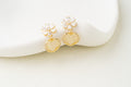 Crystal Flower & Heart Drop Earrings