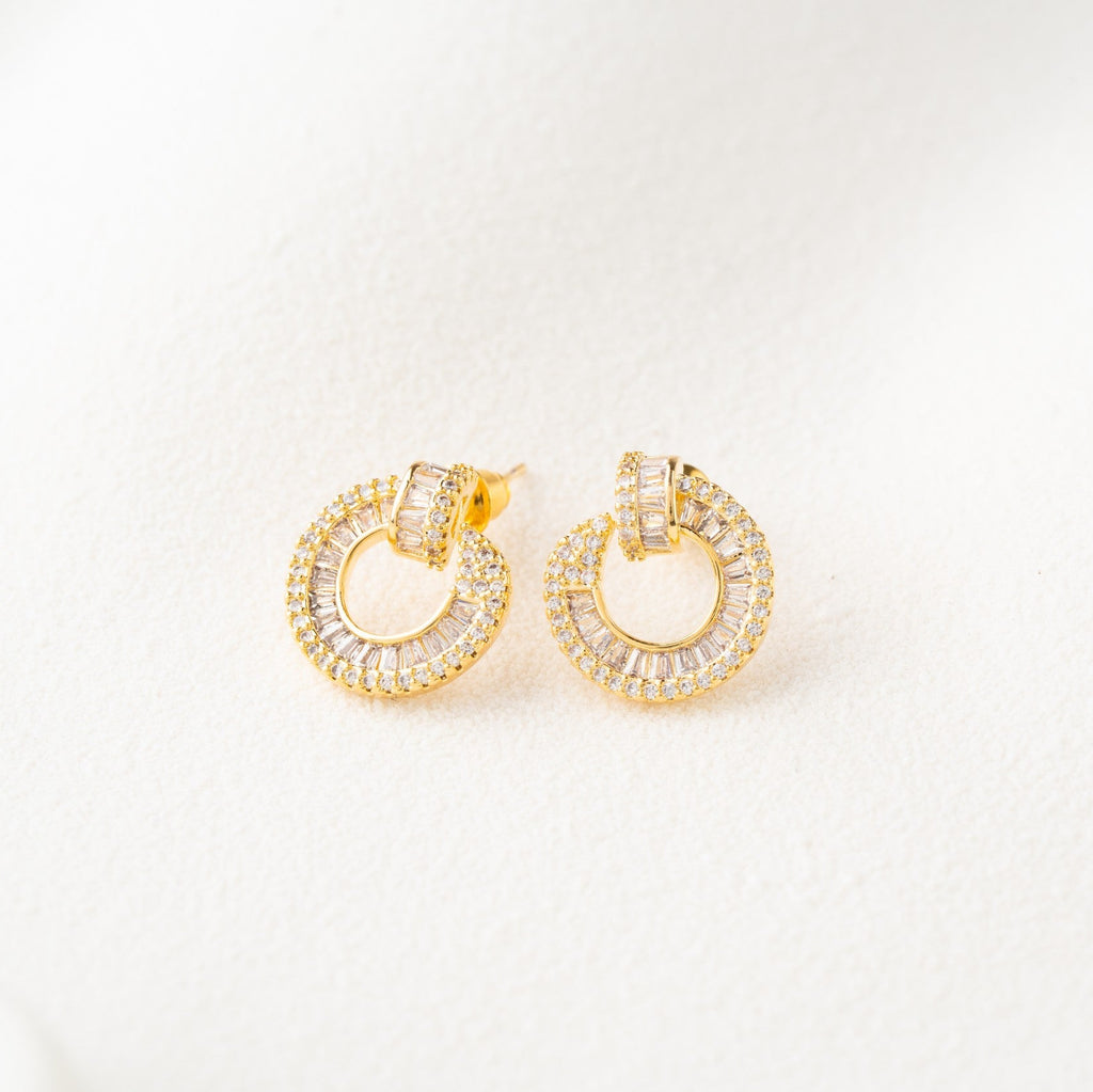 Radiant Halo Crystal Hoop Stud Earrings