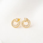 Radiant Halo Crystal Hoop Stud Earrings