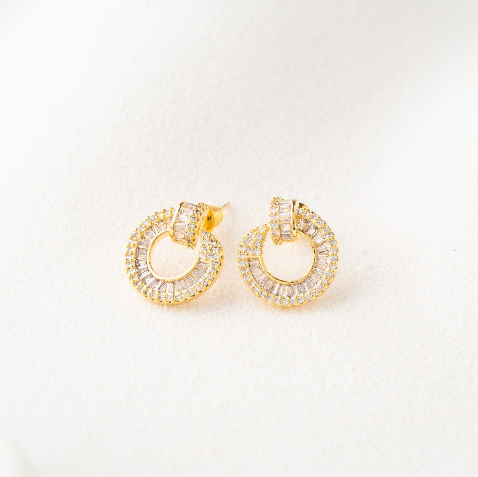 Radiant Halo Crystal Hoop Stud Earrings