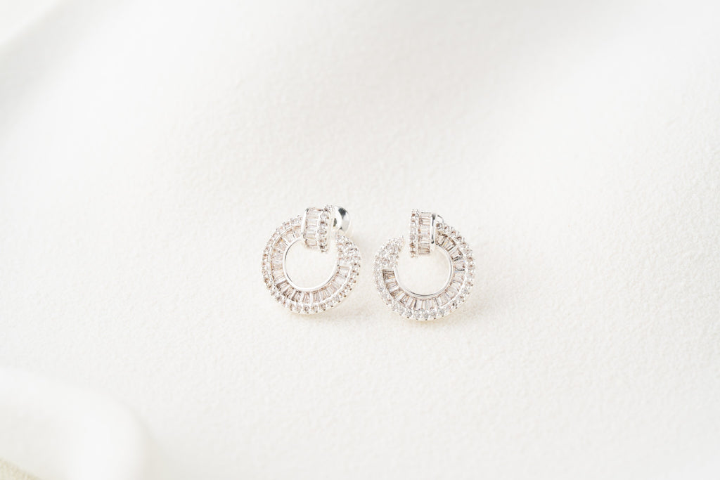 Radiant Halo Crystal Hoop Stud Earrings