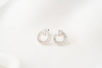 Radiant Halo Crystal Hoop Stud Earrings