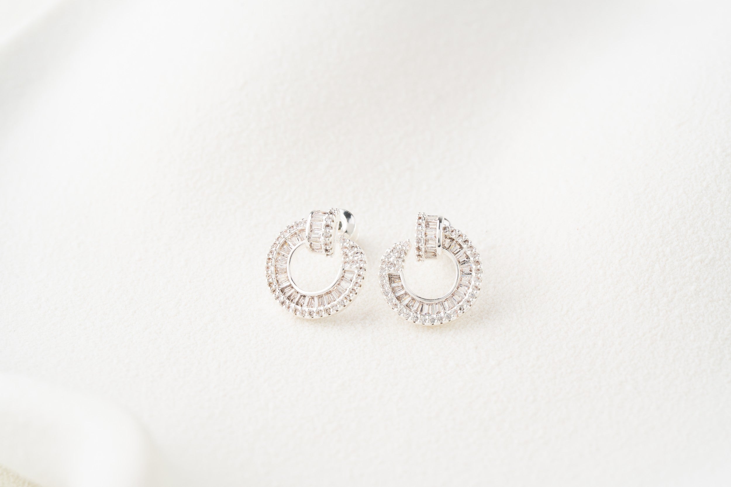 Radiant Halo Crystal Hoop Stud Earrings