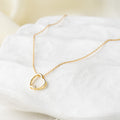 Open Heart Charm Necklace with Crystal Accent