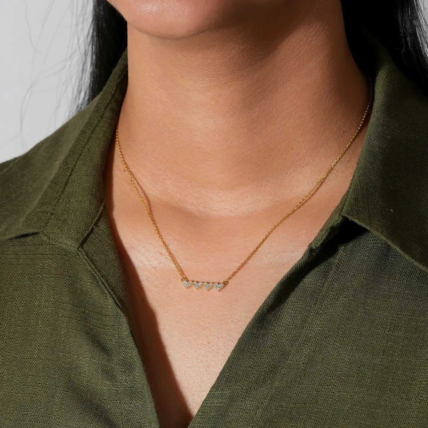Multi Heart Crystal Charm Necklace