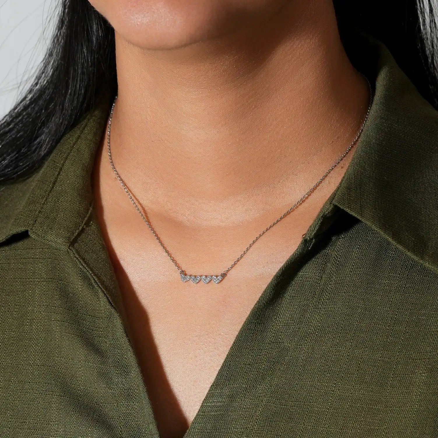 Multi Heart Crystal Charm Necklace