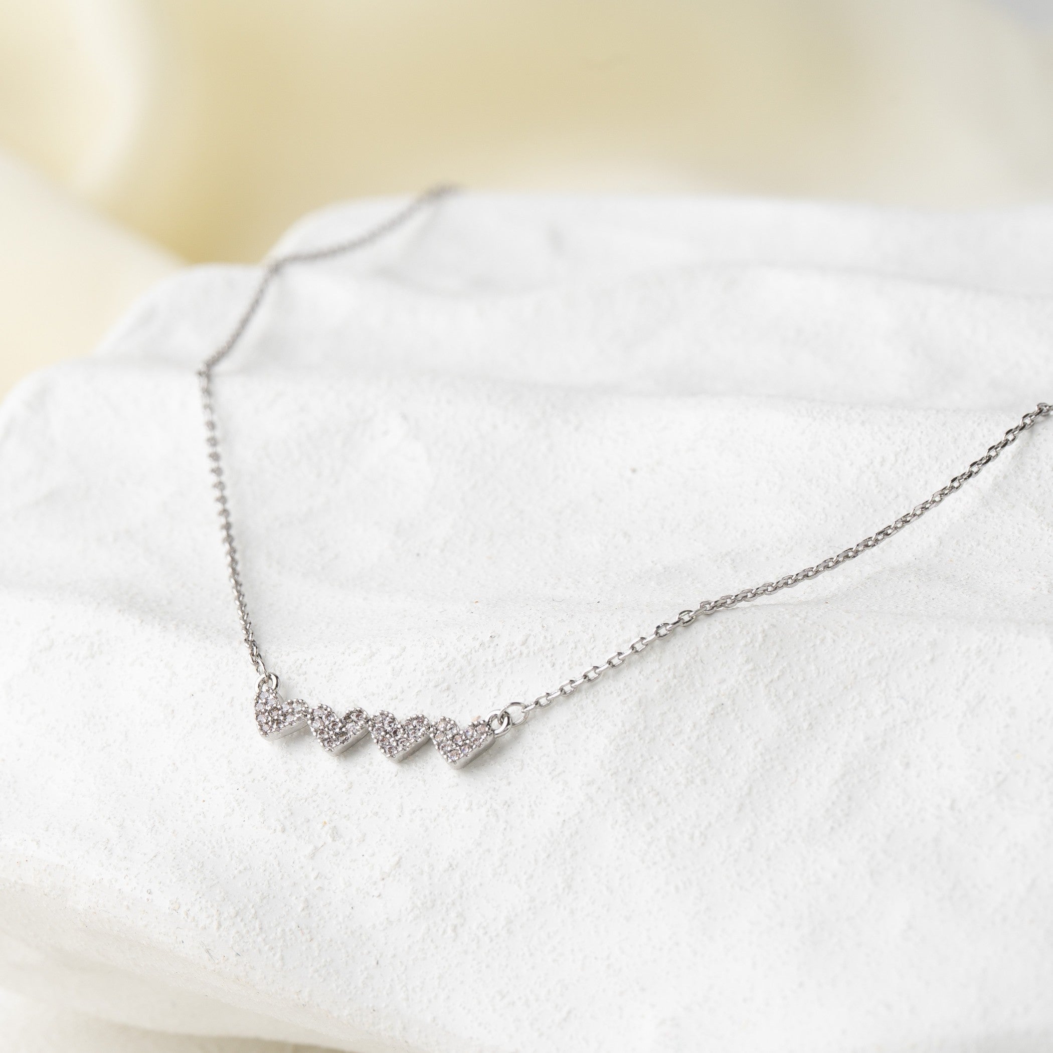Multi Heart Crystal Charm Necklace