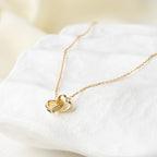 Interlocking Heart Pendant Necklace with Crystal Band
