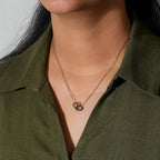 Interlocking Heart Pendant Necklace with Crystal Band