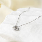 Interlocking Heart Pendant Necklace with Crystal Band