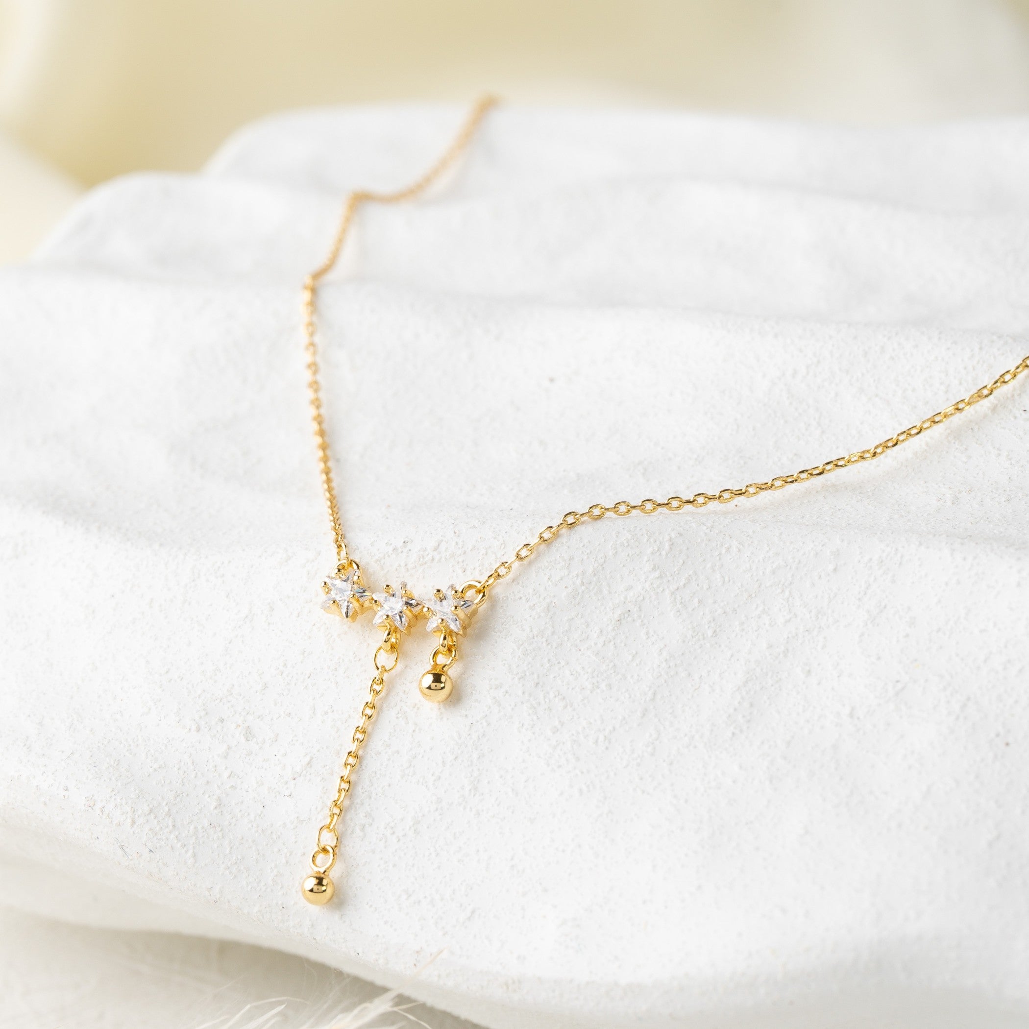 Crystal Cluster Drop Necklace with Dual Chain Detail