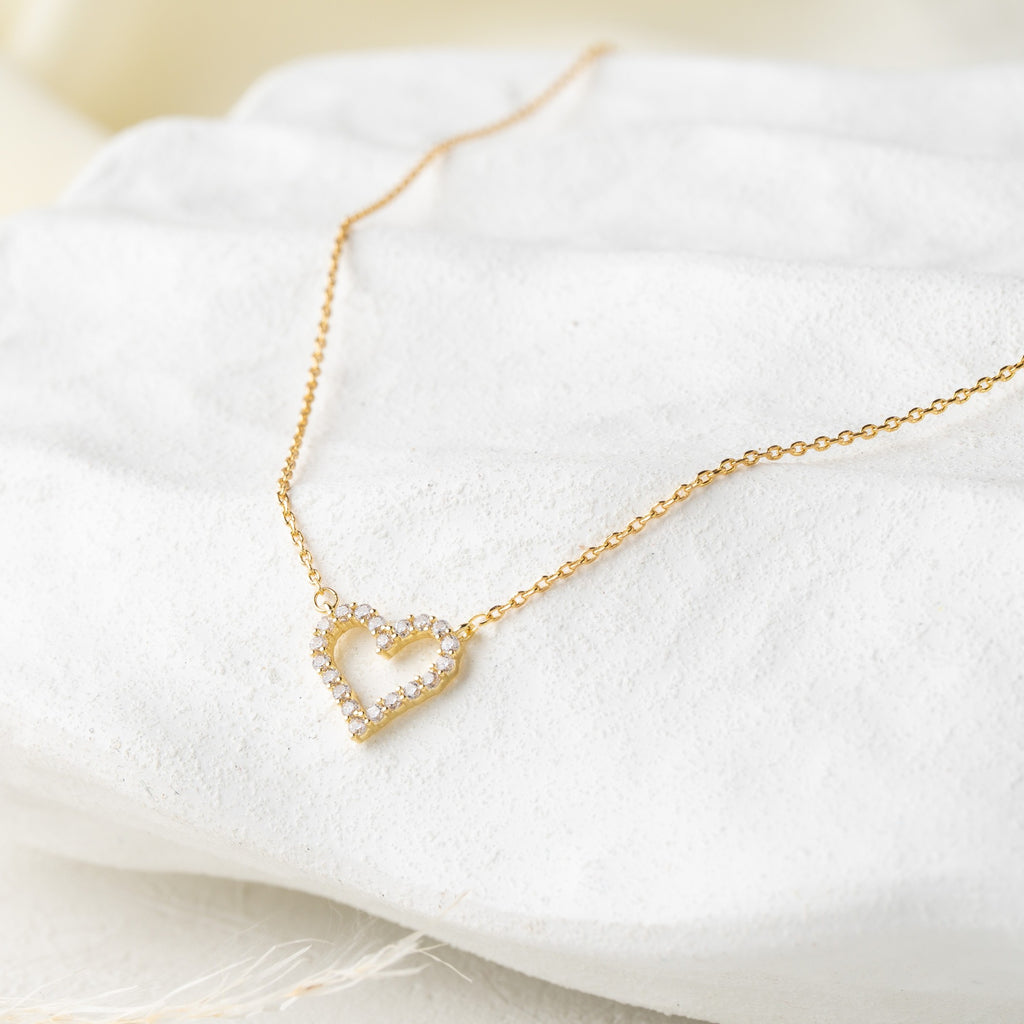Crystal Outline Heart Pendant Necklace