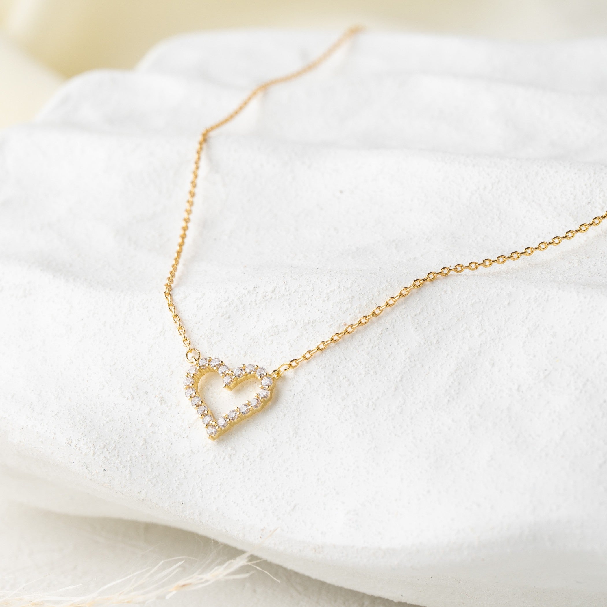 Crystal Outline Heart Pendant Necklace