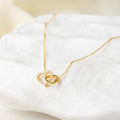 Double Heart Charm Necklace with Crystal Accent