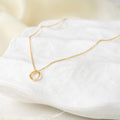 Minimal Oval Charm Necklace with Crystal Detail