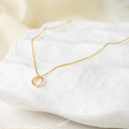Minimal Oval Charm Necklace with Crystal Detail