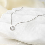 Minimal Oval Charm Necklace with Crystal Detail