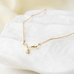 Minimal Antler Pendant Necklace with Crystal Drop