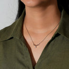 Minimal Antler Pendant Necklace with Crystal Drop