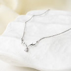 Minimal Antler Pendant Necklace with Crystal Drop