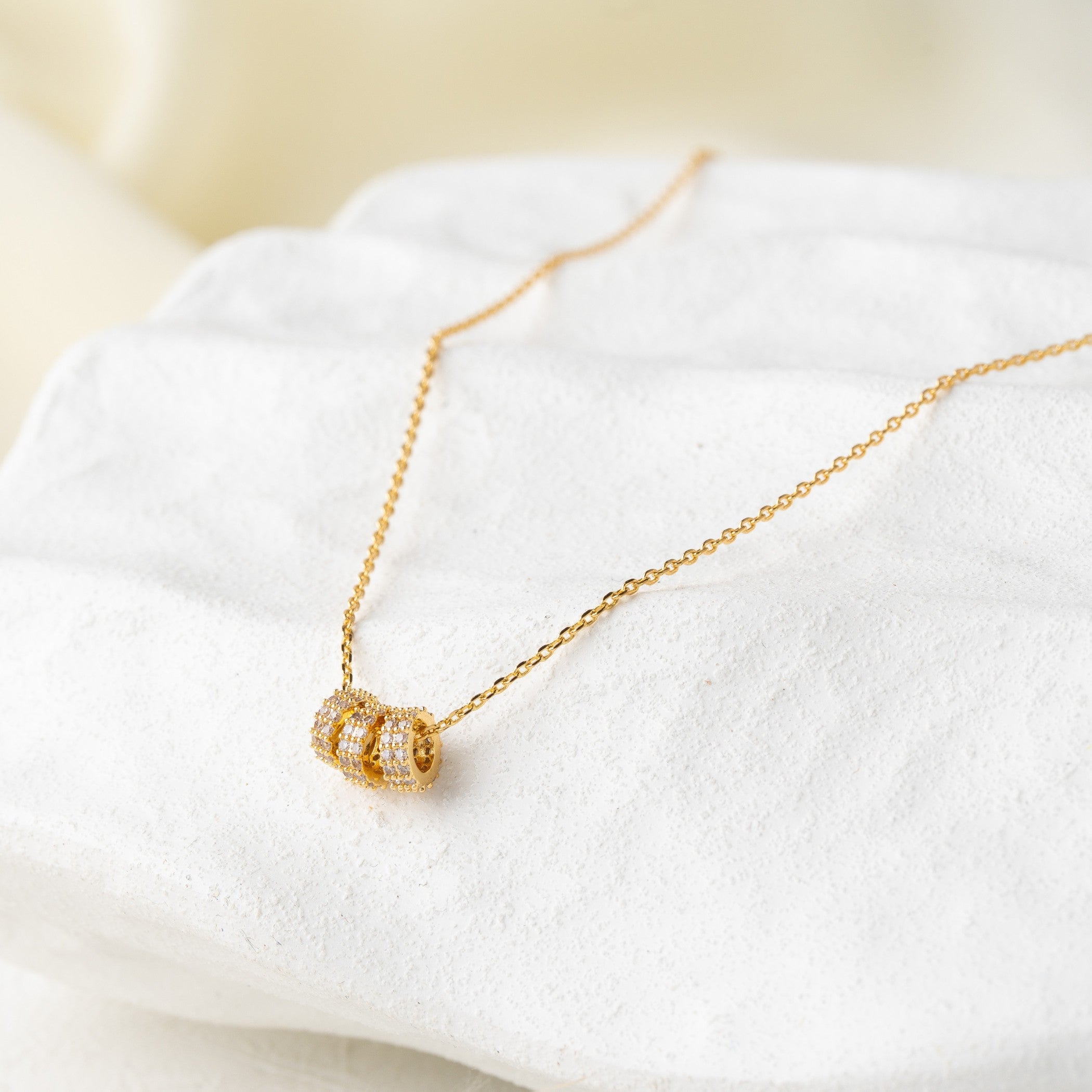 Triple Hoop Crystal Charm Necklace