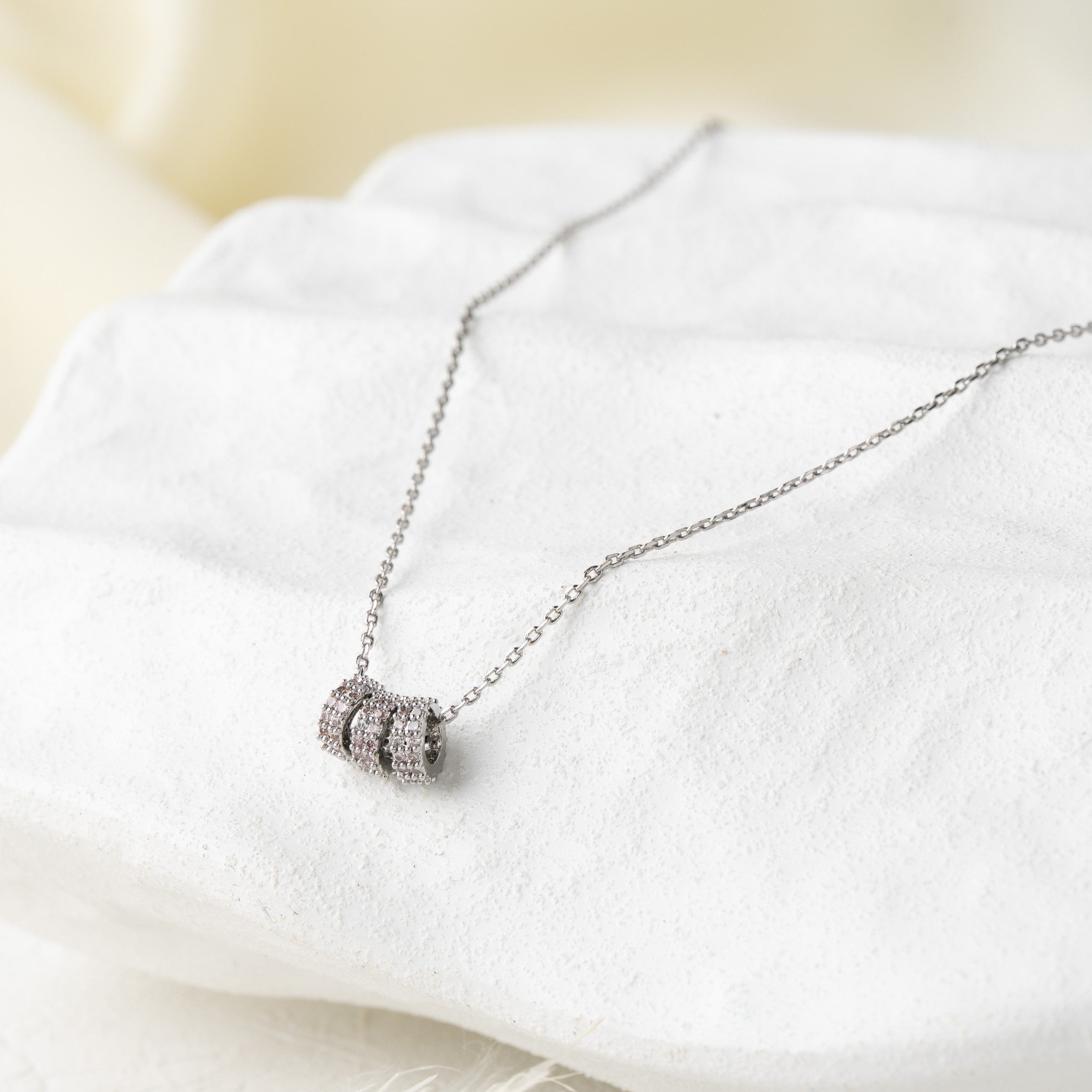 Triple Hoop Crystal Charm Necklace