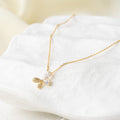 Crystal Bow Drop Pendant Necklace