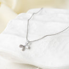 Crystal Bow Drop Pendant Necklace