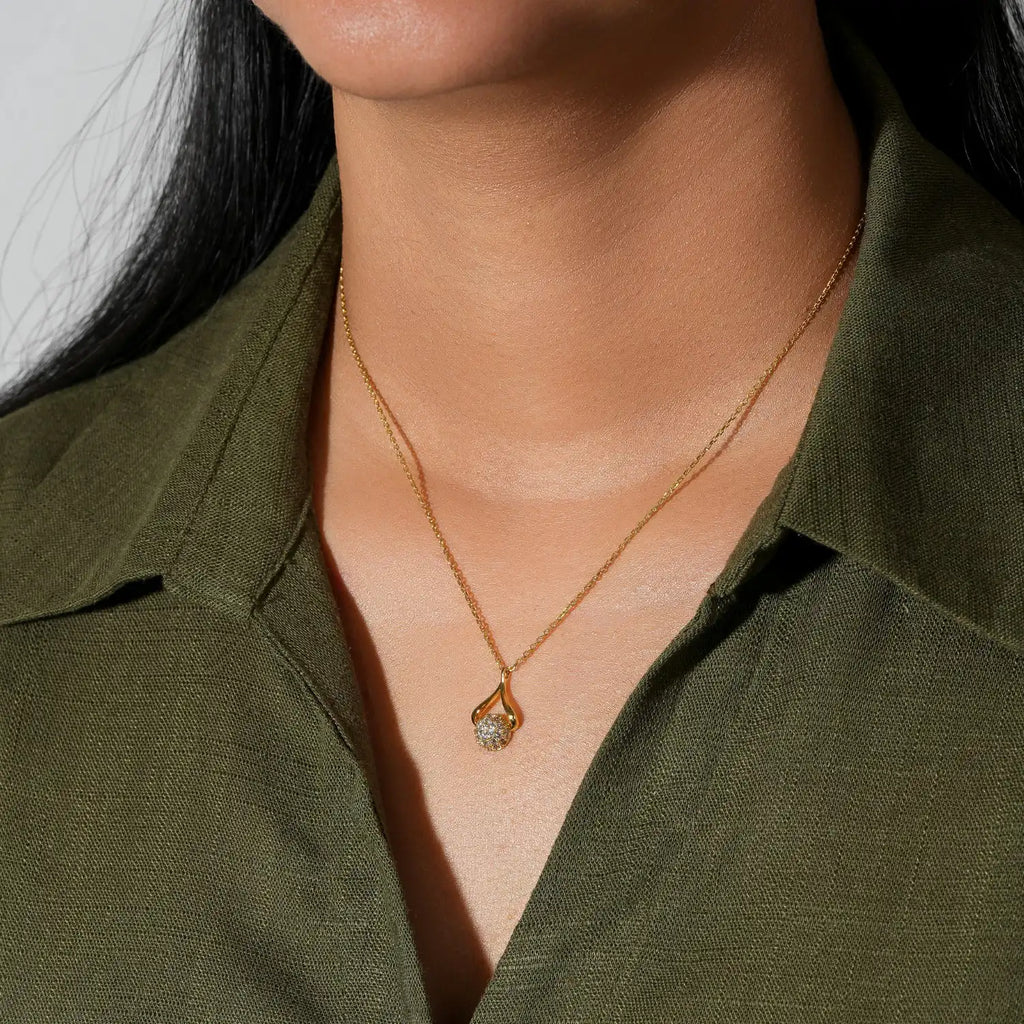 Crystal Sphere Drop Pendant Necklace