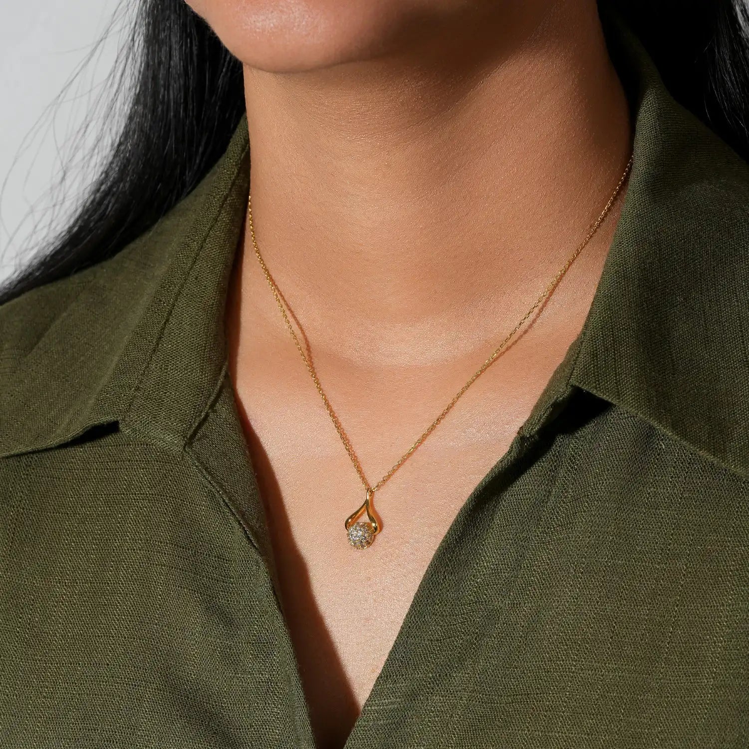 Crystal Sphere Drop Pendant Necklace