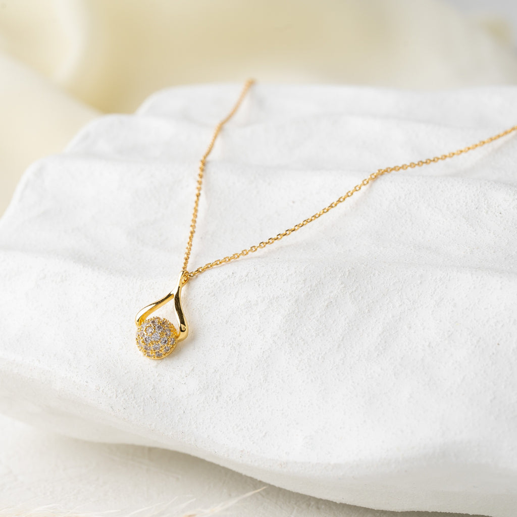 Crystal Sphere Drop Pendant Necklace