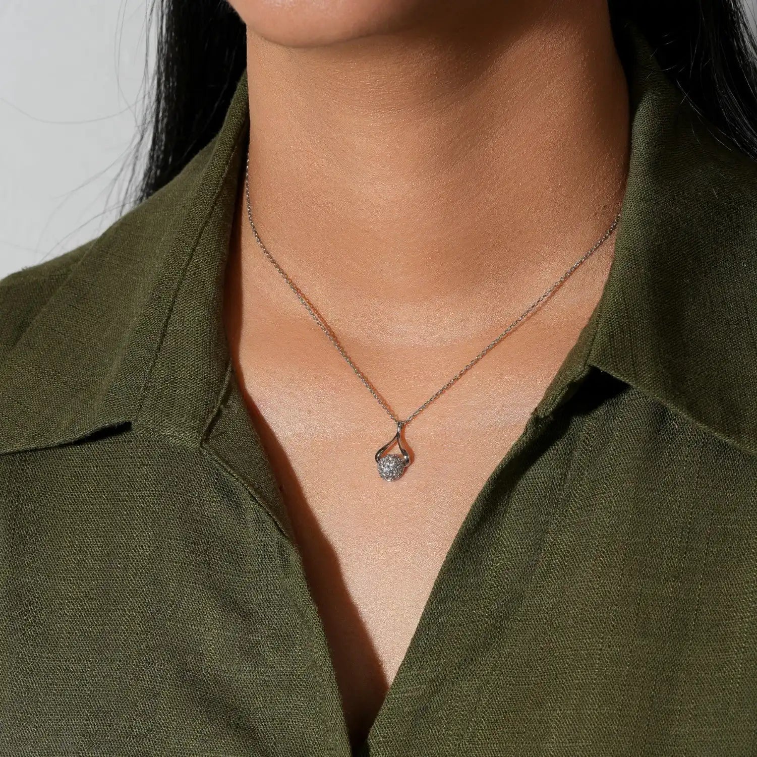 Crystal Sphere Drop Pendant Necklace